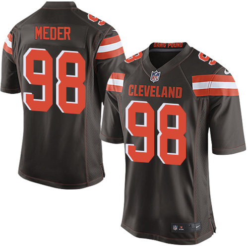 Men's Game Jamie Meder Nike Jersey Brown Home - #98 NFL Cleveland Browns